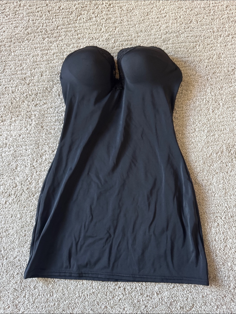 Strapless Black Shaping Slip with Built-In Cups